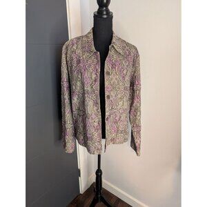 Rebecca Malone Women's Green & Purple Paisley Denim Jacket - XL‎
